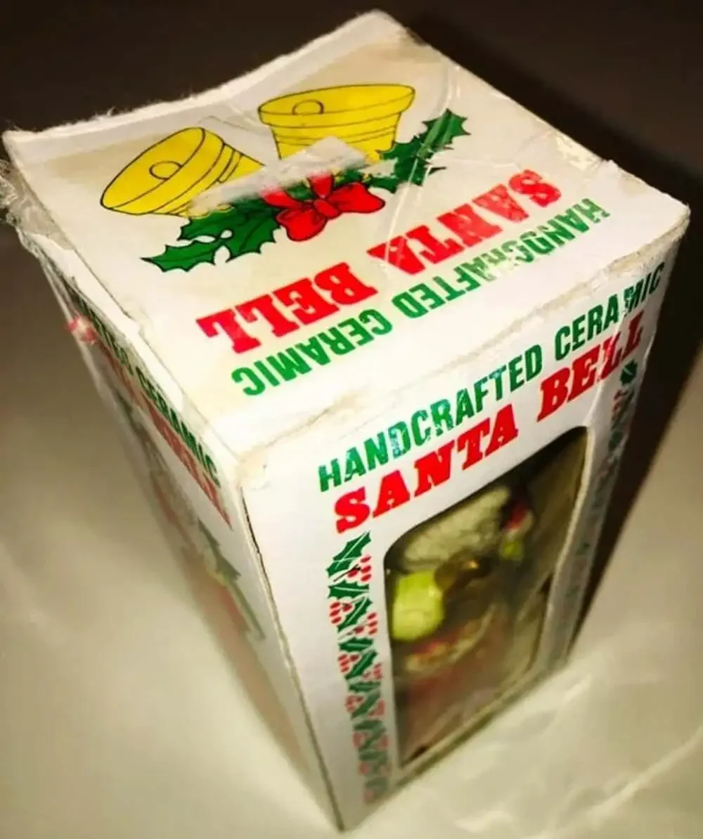 NEW Vintage Silvestri Porcelain Santa Christmas Bell Ornament 4.75” IN THE BOX!